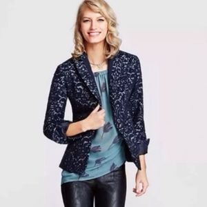CAbi #109 Navy Paisley Jacquard Blazer Sz 8
